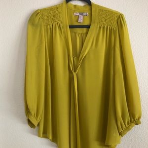 FOREVER 21 SHEER YELLOW BLOUSE M